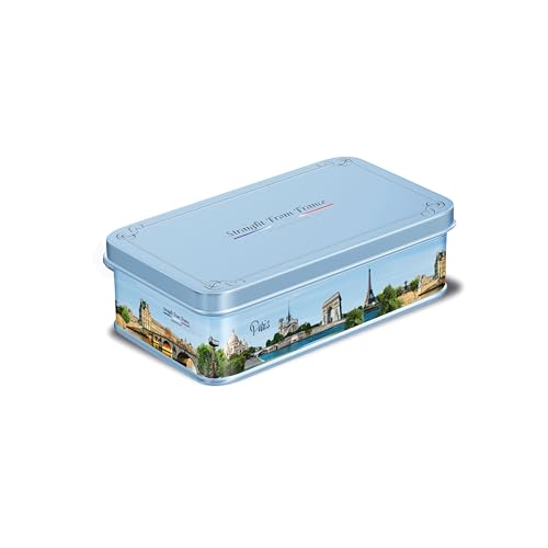 Straight from France Genuinely French, Assorted Mini French Fruit Jellies (Pates de Fruit), 5 Flavors in Auvergne Themed Candy Gift Tin 7 Oz