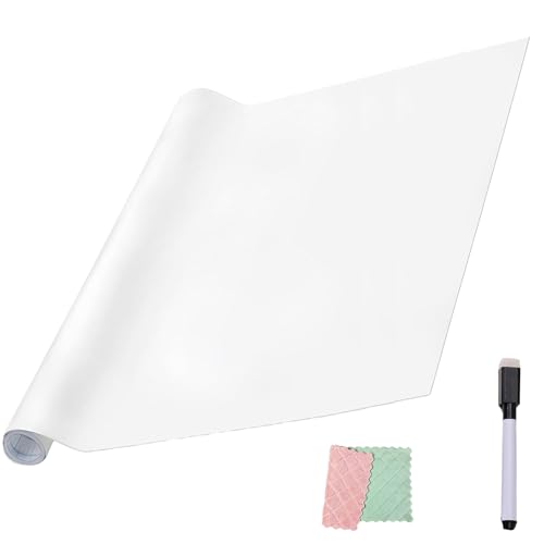 Pellicola autoadesiva per lavagna bianca, rimovibile senza residui, riutilizzabile, ritagliabile, facile da pulire, adatta per pareti, scrivanie e vetri (45 cm x 5 m)