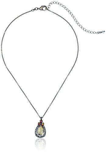 Sorrelli Ornate Pear Crystal Antique Gold-Tone Pendant Necklace, 16