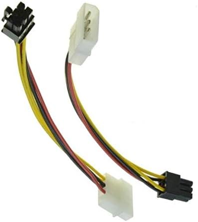 5 Pack 4 Pin Molex to 6 Pin PCI-Express PCIE Video Card Power Converter Adapter Cable, 18cm/7.08inch, Black and White, Functional