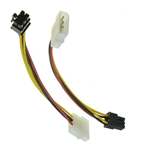 5 Pack 4 Pin Molex to 6 Pin PCI-Express PCIE Video Card Power Converter Adapter Cable, 18cm/7.08inch, Black and White, Functional