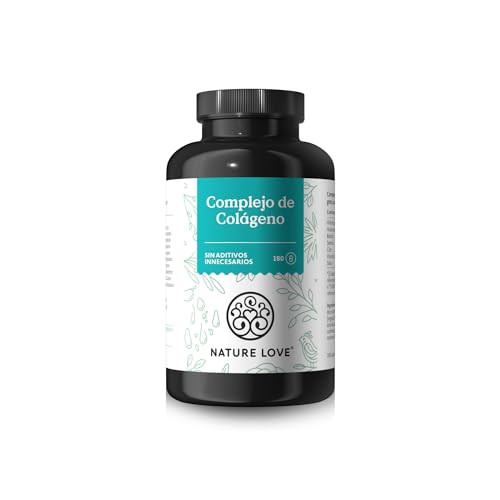 Colágeno + Ácido hialurónico NATURE LOVE® – 180 cápsulas – colageno, hialurón, biotina, selenio, cinc, vitamina C de acerola y silicio de extracto de bambú - probado en laboratorio