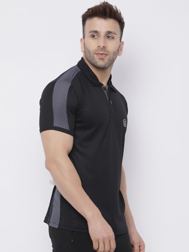 Image of CHKOKKO Men's Active Sports Wear Polo Half Sleeve Gym Tshirt with Button Collar Quick Dry Breathable Perfect for Workout Running Regular Fit Pack of 2