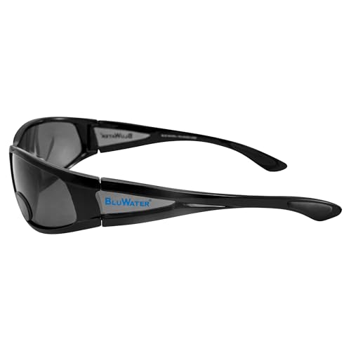 BluWater Polarized +3.0 Magnification Bifocal 3 Sunglasses, Gloss Black Frame, Gray Lenses3