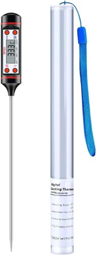 Image of Dr. Care LCD Digital Food Thermometer with Stainless Steel Probe - Instant Read for Cooking and Grilling (Black)