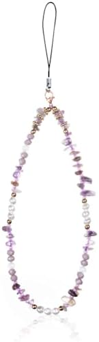 MORSUNBELA Mobiele telefoonketting, telefoonband, mobiele telefoonhanger, universele hanger voor mobiele telefoon, telefoonkoord, 30.5 cm, Natuurlijke parels, is geen edelsteen