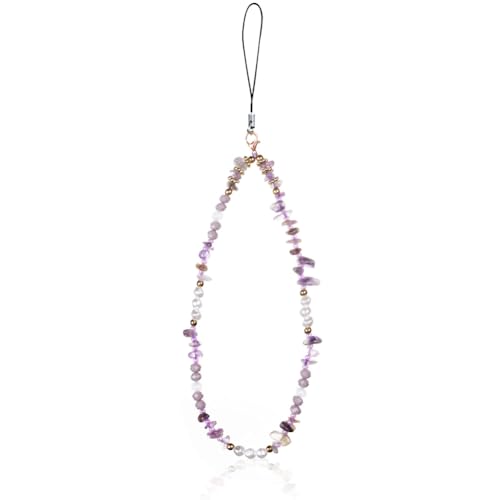 OFFCUP Correa para Teléfono Móvil con Cuentas, 1pc Cadena de Teléfono, Piedra Natural Antipérdida Cordón para Teléfono Móvil Colgante para Teléfono Móvil Correa de Muñeca Hecha a Mano