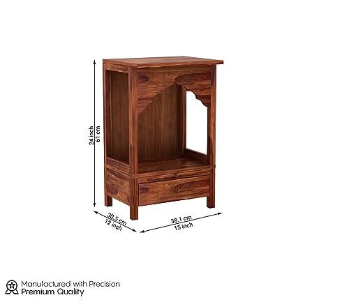 Image of Wudniture Sheesham Wood Sanjeevani Handcrafted Home Mandir /Temple (Honey Finish) | Wooden Pooja Mandir for Home & Office