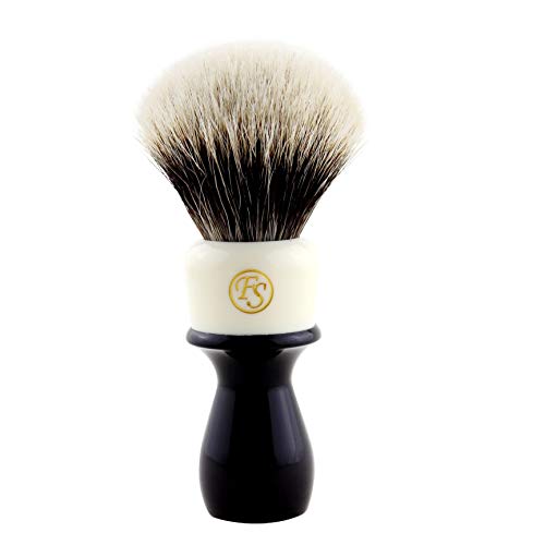 Handmade 2 Band Finest Badger Hair Shaving Brush with Mixed Color Extra Long Handle Free Stand