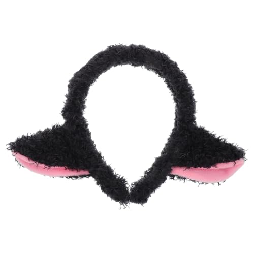 Hohopeti Bandeau doux avec oreilles de mouton noir élastique réglable - Accessoire de costume mignon pour fête, mariage, danse et carnaval - Bandeau confortable et moelleux pour femme