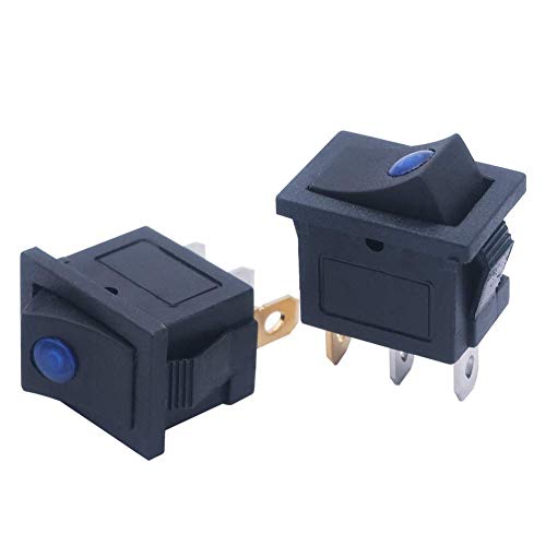 Mxuteuk 8Pcs 12V Blue Light Illuminated Snap-In Boat Rocker Switch Toggle Power Spst On-Off 3 Pin Ac 250V 6A 125V 10A, Use For Car Auto Boat Kcd1-102Nbu-My #TOP2