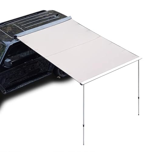 QUANBU Caravan Sun Canopy，Car Camping Tent，Car Side Awning, PU4000mm, UPF50+ Shade,Weather Proof,Aluminium Rooftop Pullout Retractable Awning Side Awning for SUV/Truck/Van(250x350cm/8.2x11.5ft)