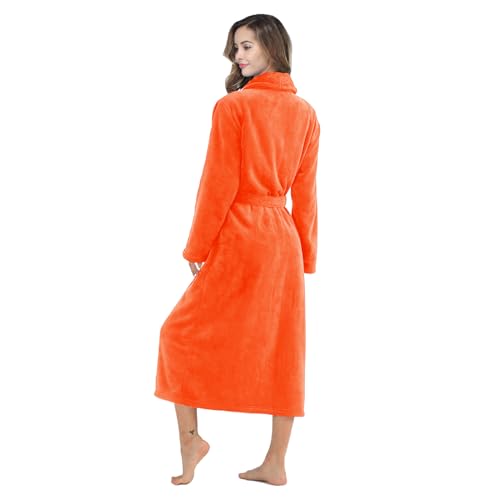 Image of RONGTAI Womens Bathrobe Ladies Fleece Plush Warm Long Robes Fleece Nightgown Sleepwear