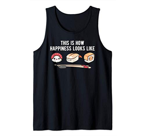 Happy Sushi Set Funny Japanese Food Lover Kawaii Rice Art Camiseta sin Mangas