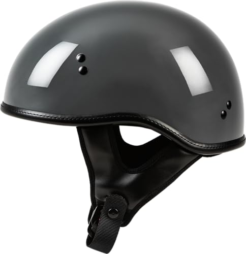 Highway 21 .357 Half Helmet for Motorcycle, DOT Approved, Lightweight Cruiser Half Shell, FMVSS 218 Certified (Grey, Large)