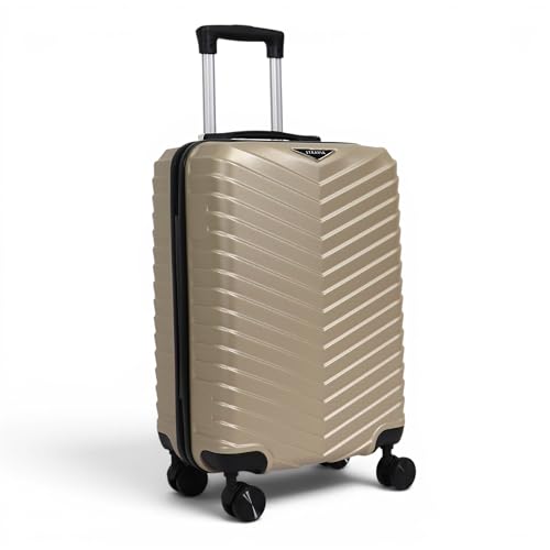 STRAVIA – Vic – Valise Cabine 55 cm – Bagage à Main Avion – ABS légère et résistante – Serrure à Code sécurisée – 4 Roues Double Ultra fluides – Gold Champagne – 55 x 36 x 24 cm – vue 2