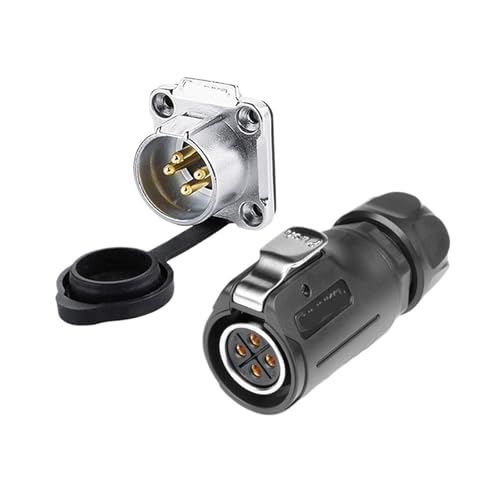 LP20 Industrial Aviation Plug 4-pin Connector LED Power Cable Power Signal Pin Plug(Flange Reverse Installation)