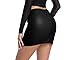 EG CHRIS G Leather Skirt for Women High Waisted Side Slit Zipper Bodycon Mini Skirts （Zipper Black,XL
