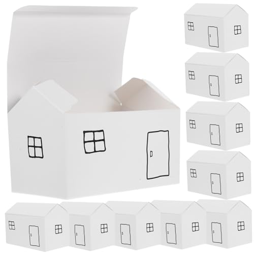 EXQUIMEUBLE 10個 かわいい家型キャンディーボックス 紙製 軽量 持ち運び簡単 結婚式 パーティー用お菓子ケース 小物収納に