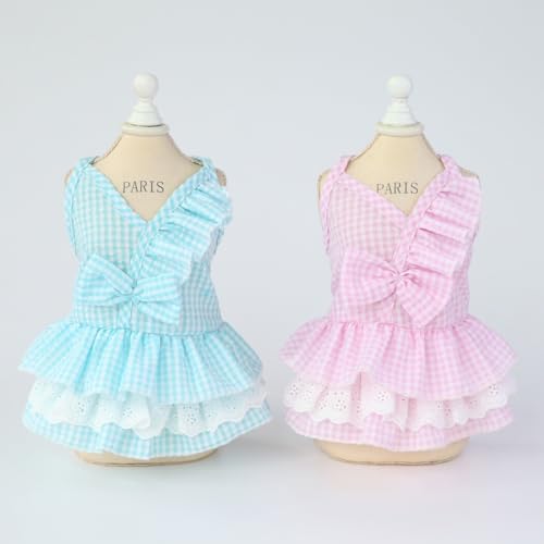 Vestido rosa respirável de princesa para cães: Roupa de festa canina com laço moderno com decoração