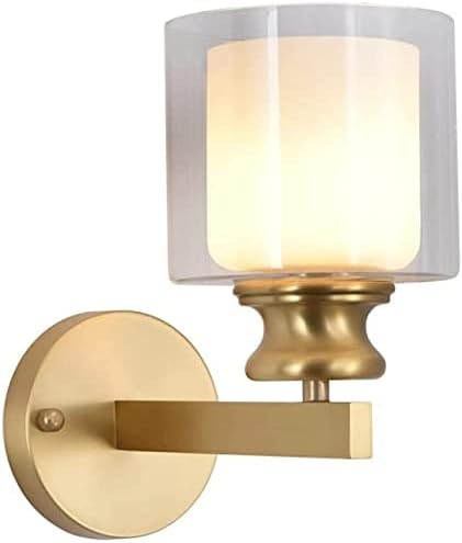 壁の照明 , 壁面ライト、モダンなミニマリスト壁面ライト、銅+ガラスの壁面ライト、屋外の屋内ゴールデンウォールライト、創造的な壁のギ