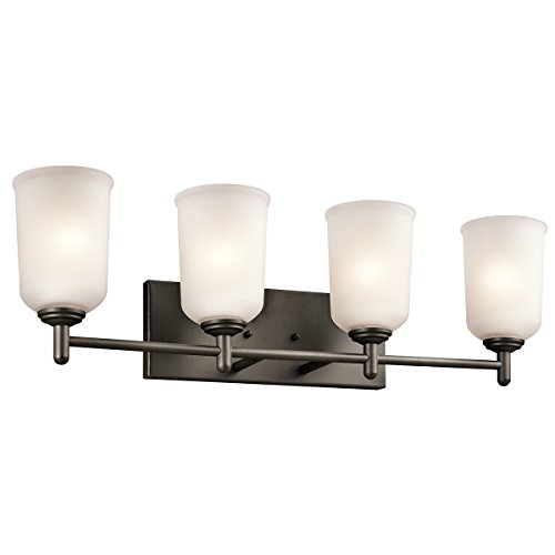 Kichler Shailene 29.5" 4 Light Vanity Light with Satin Etched Glass in Olde Bronze