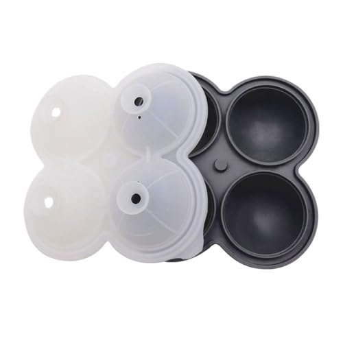 Molde de bola de hielo – Molde de silicona para hielo – Máquina de redondos – Molde de esfera de silicona de 4 cavidades para whisky, cócteles, café y agua | Bandeja de de enfriamiento de