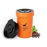 CHEERFUL GOAT Insulated Coffee Mug – Stainless Steel Travel Coffee Tumbler with Ceramic Liner, 12oz Coffee Cup for Hot and Cold Water Coffee at Home, Office, or On the Go (orange)