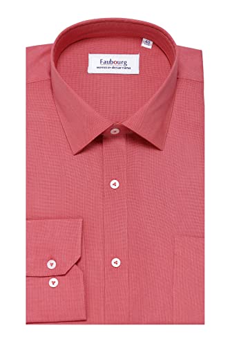 Image of Faubourg Cotton Blend 5377-5382 Men's Solid Plain Full Long Sleeve Slim Fit Formal Shirt