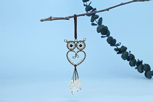 Maibaota Owl Clear Quartz Healing Crystal Heart Hanging Ornament For Christmas Tree Decorations Home Room Wall Window Owl Decor #TOP4