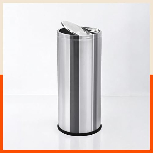 Bathla Stainless Steel Swing Dustbin with Lid for Home, Office & Kitchen - 12 Litres | Swing Lid Trash Can | Durable & Rust-Resistant Garbage Bin