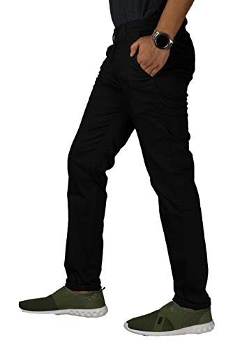Image of 0-DEGREE Men's Regular Fit Cotton Trouser (0DCotPantRaidParent Beige, Black 32)