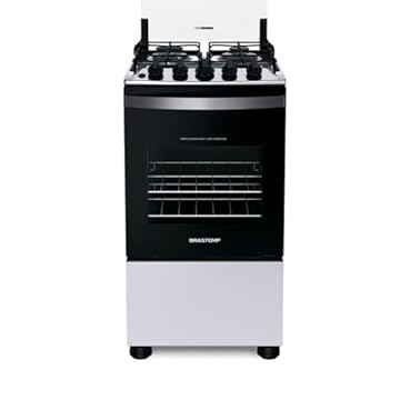 Fogão Brastemp 4 Bocas Branco com Duas Prateleiras com Alturas Ajustáveis - BFO4NBB Bivolt