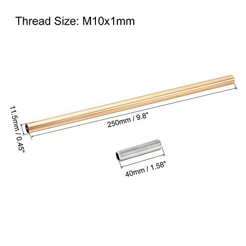 Image of MECCANIXITY Threaded Extension Rod, 9.8 inch Lamp Pipe with Connector Light Fixture for Pendant Light Island Lighting Chandeliers Stems, French Gold 4 Set