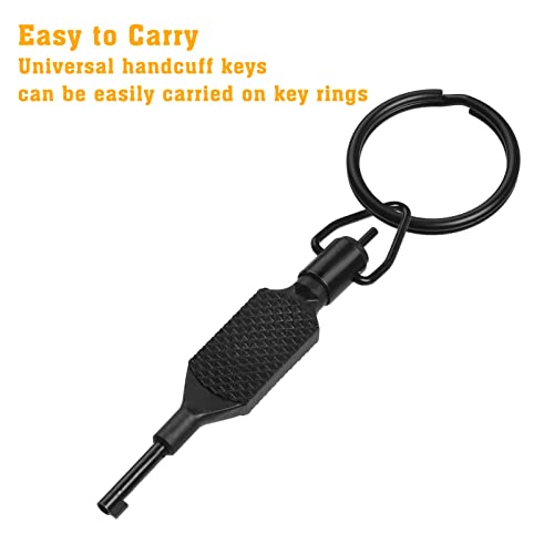 Flat Knurled Swivel Key, Universal Standard Handcuff Key 4" Long with Detachable Keyring, Black4