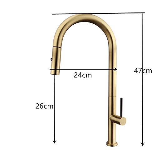 Grifo de latón dorado para cocina con diseño clásico premium y manguera extraíble integrada 2
