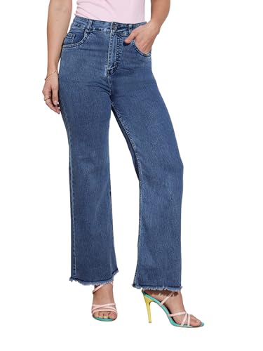 Image of Miss Chase Women's Wide-Leg High-Rise Regular-Length Stretchable Shaping Denim Jeans