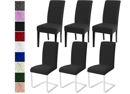 Stuhlhussen 6er Set Stuhlbezüge Moderne Stretch Stuhlhussen Universal Husse Abnehmbare Stuhlbezug Waschbarer Abdeckung Esszimmer Dekoration Spannbezug,für Hotel Hochzeit Partys(6er Set, Dark Gray)-C