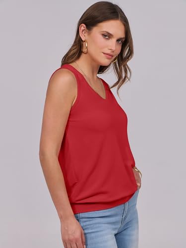 Image of ANRABESS Women Tank Tops Summer V Neck Sleeveless Casual Loose Fit Cute Cami Basic T Shirts Solid Tees 2026 Trendy Outfits