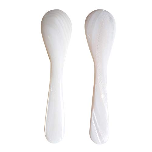 Marycrafts 2er Set Perlmuttlöffel Kaviarlöffel Eierlöffel Caviar Spoons Handarbeit