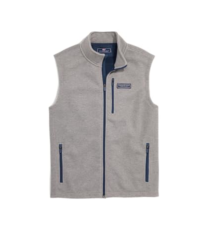 vineyard vines Men's Mountain Sweater Fleece Vest, Ultimate Gray