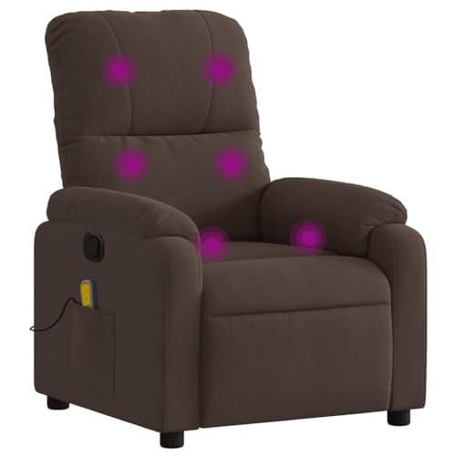 vidaXL Fauteuil Inclinable de Massage, Chaise de Relaxation, Siège avec Accoudoirs et Dossier, Fauteuil TV de Salon, Moderne, Marron Tissu Microfibre