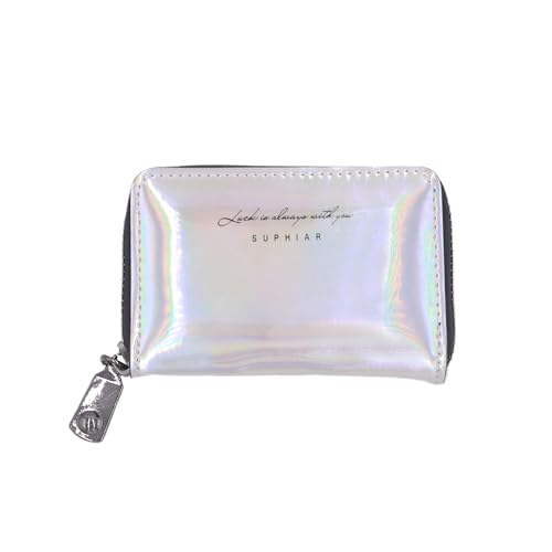 Women's Holographic Metallic Credit Card Holder Zipper RFID Card Case Organizer Shining Leather Slim Cute Pouch Wallet3