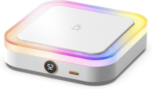 USB 充電式カップウォーマーは、断熱カップパッド、転倒防止設計、3 つの温度設定 (55°C ～ 75°C)、スマート ディスプレイ、省エネ、静かな動作を備え、コーヒー/お茶を適切な温度に保ちます。（Amazon）