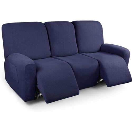 Funda elástica para silla reclinable de 1/2/3 plazas, 4/6/8 piezas con bolsillos laterales, antideslizante, extraíble y lavable, protector para sillas de relax (color: #10)