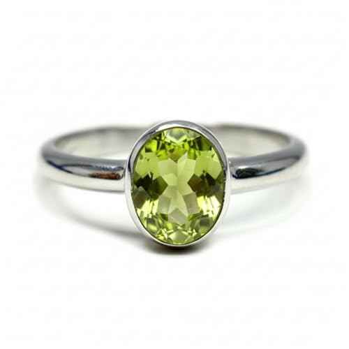 Bague péridot naturel et argent 925, le cadeau d'astrologie idéal en taille 58