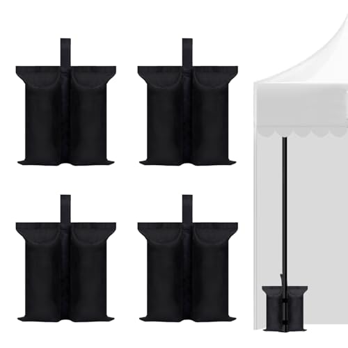 HAZBEN Canopy Weights 112 LBS Sand Bags Gazebo Tent Sand Extra Large Pop up Gazebos Weights Sand Bags for Ez Pop up Canopy Tent Outdoor Instant Canopies 4Pack (Black)