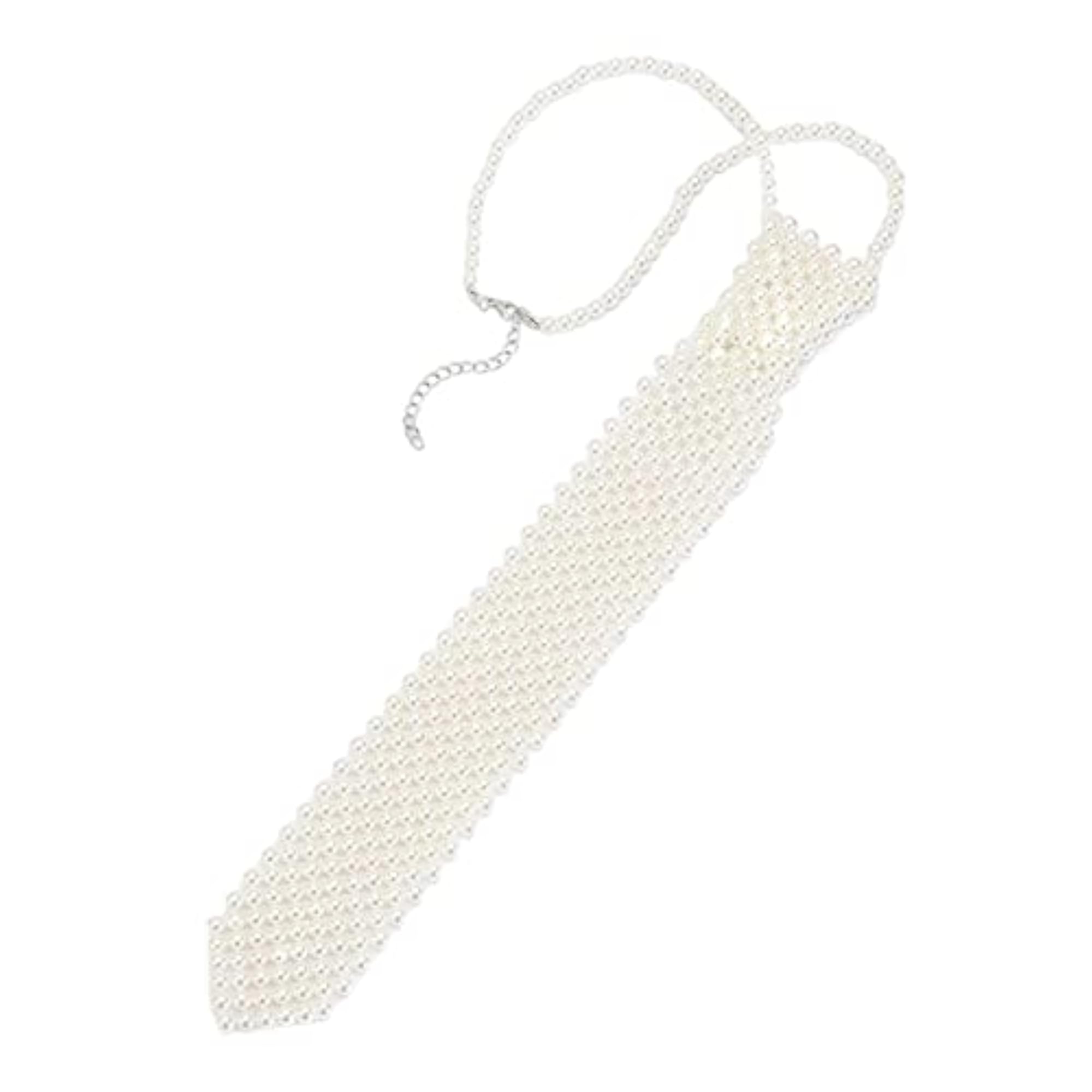 Elegant Pearl Necklace Necktie Shirt Tie