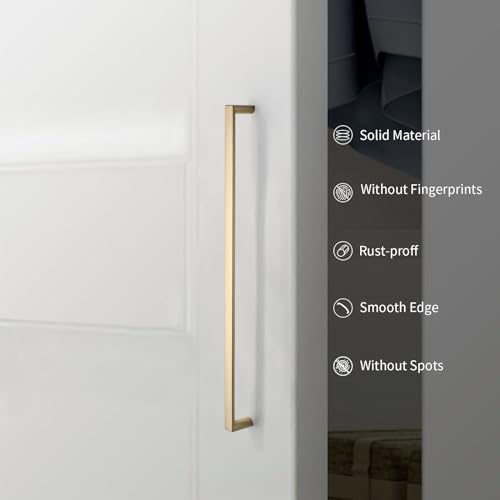 Image of 10 Pack 10 Inch(254mm) Kitchen Cabinet Handles Brushed Gold Cabinet Pulls Kitchen Cabinet Hardware Drawer Pulls for Cupboard Wardrobe