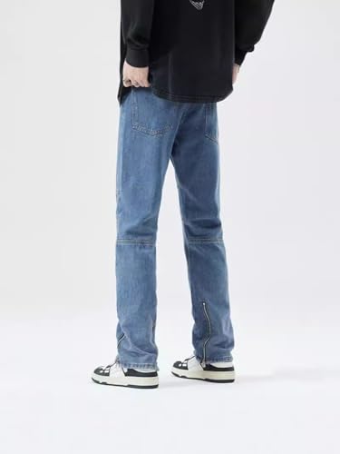 Jeans Pants Trousers Denim Spring Hip Hop High Street Zipper Men's Design Sense Trend Straight Commuter Men3